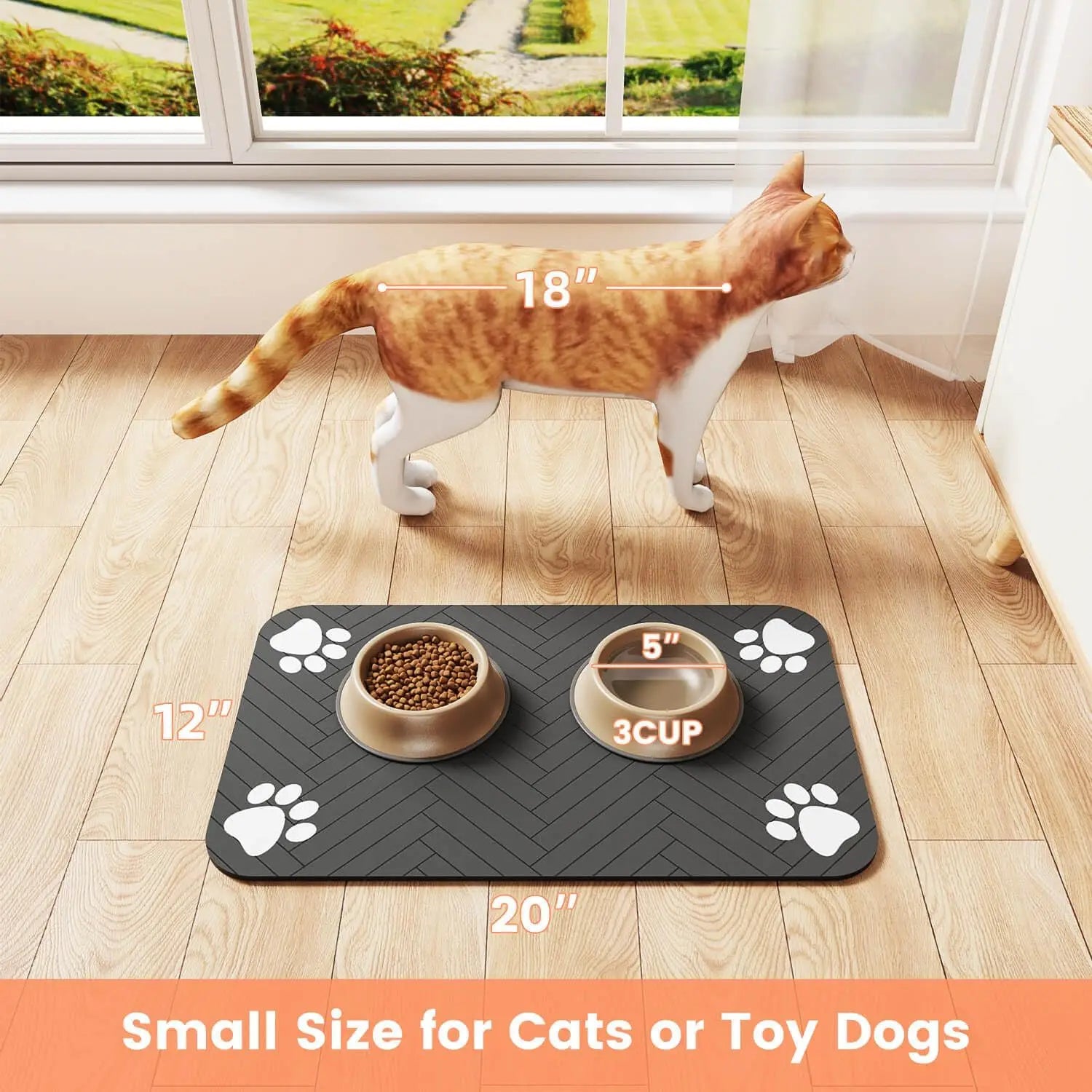 Absorbent Pet Feeding Mat – Waterproof Food & Water Bowl Placemat