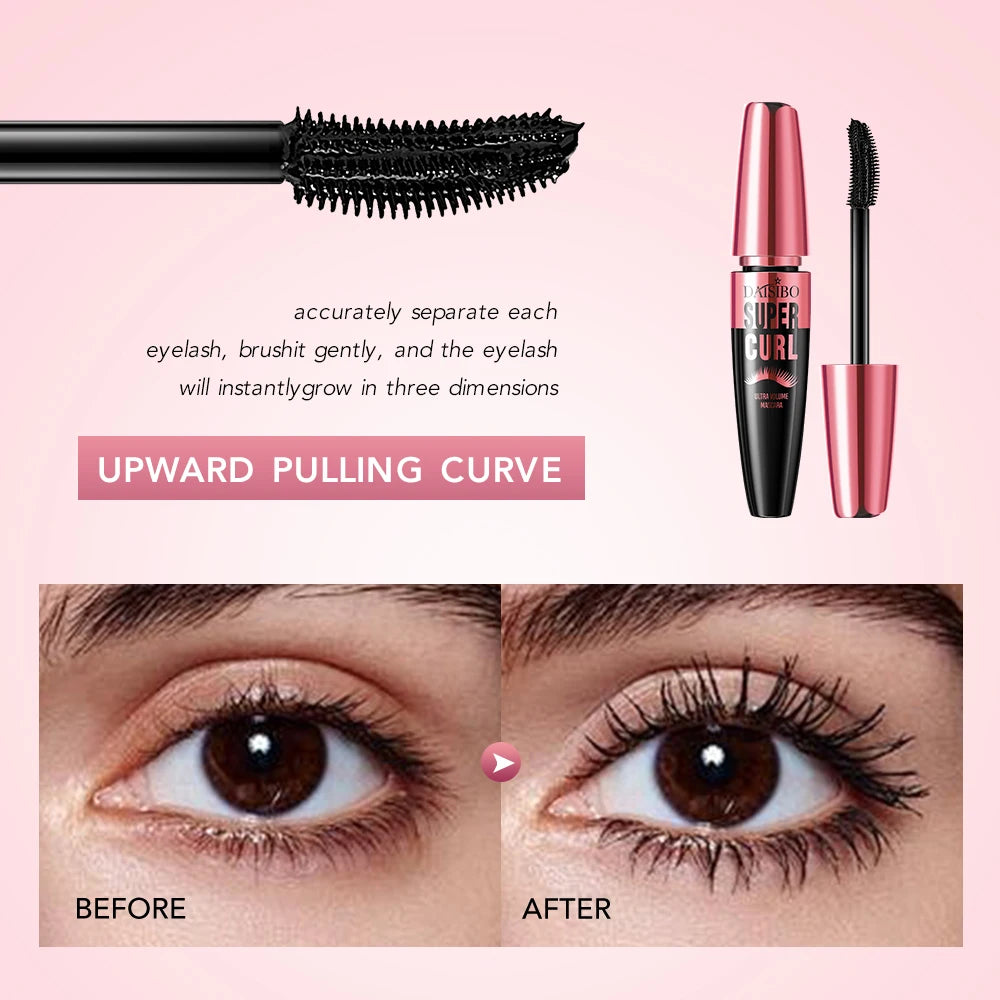 Mascara 4D épais et long waterproof recourbant volume anti-bavure longue tenue grands yeux outil maquillage