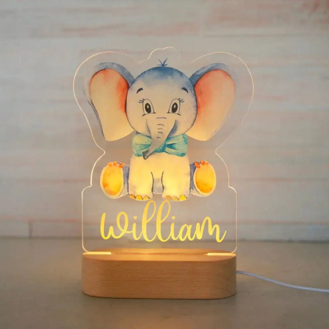 Personalized Animal Night Light with Custom Name – Acrylic LED Lamp for Kids' Bedrooms