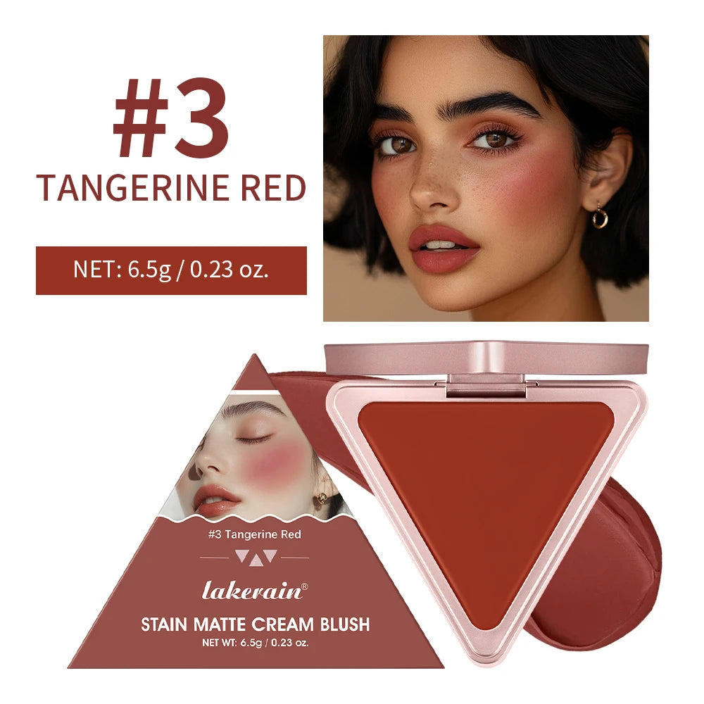 Blush crème triangulaire – Crème matte non grasse, facile à appliquer – Haute saturation de couleur, fini naturel rosé