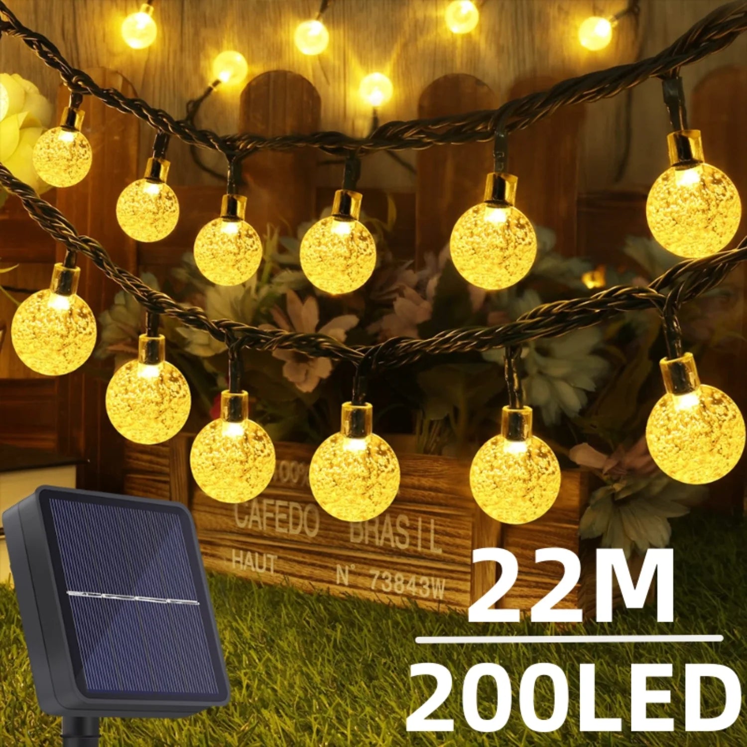 200 LED Solar Globe String Lights – Waterproof Outdoor Fairy Lights