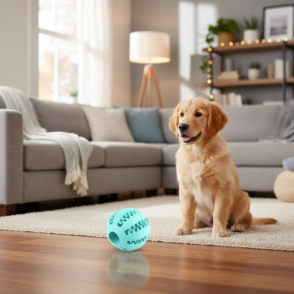 Interactive Treat Dispensing Dog Ball – Chew & Teeth Cleaning Toy