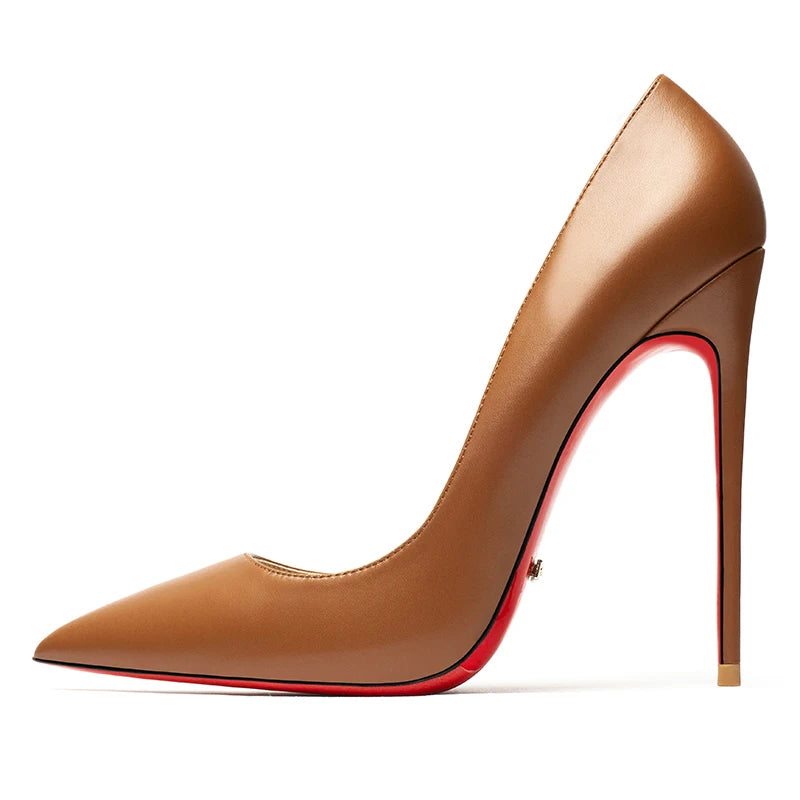 « Escarpins Femme Luxe – Talon 12 cm, Noir Mat, Semelle Rouge »