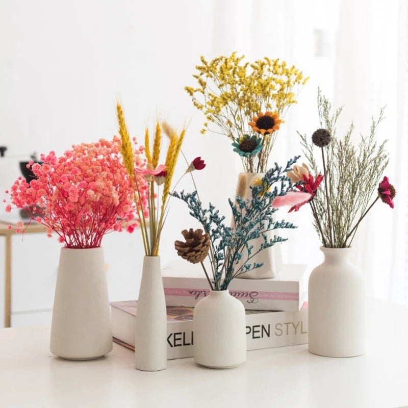 Modern Nordic Ceramic Vase – Minimalist White Flower Vase for Home & Office Decor