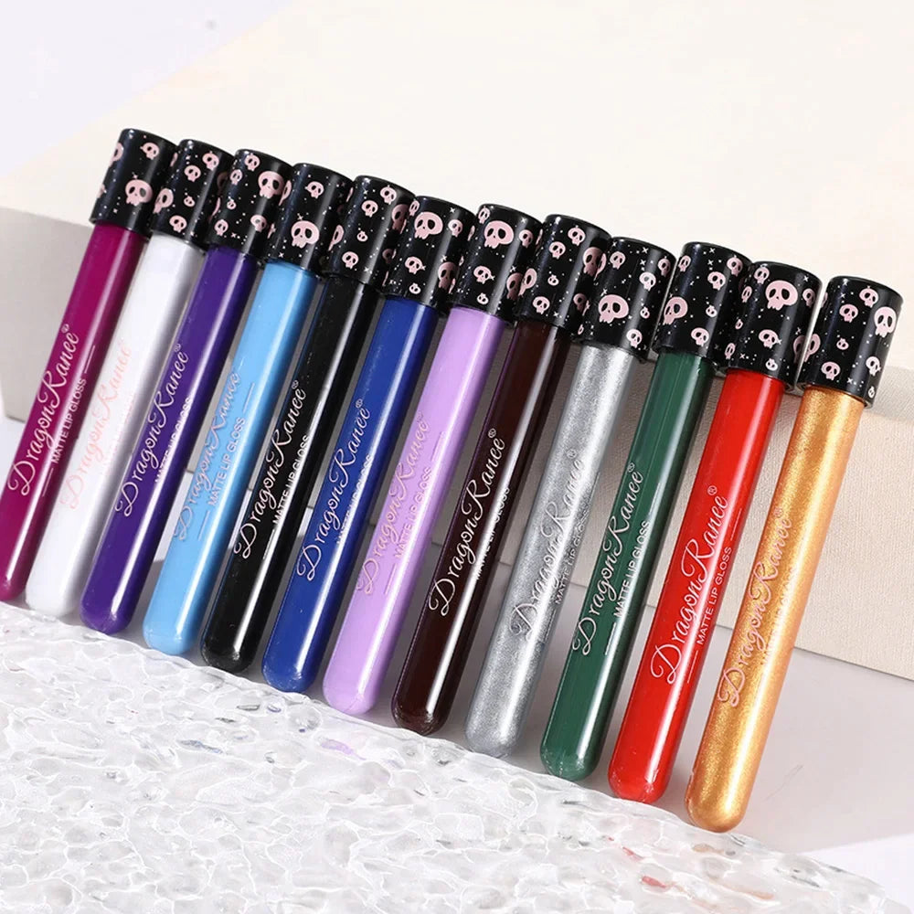 Rouge à lèvres liquide Halloween – Waterproof et facile à appliquer | Teintes sexy rouge, vampire, blanc et noir | Finition mate et gloss | Idéal pour maquillage du visage et body painting