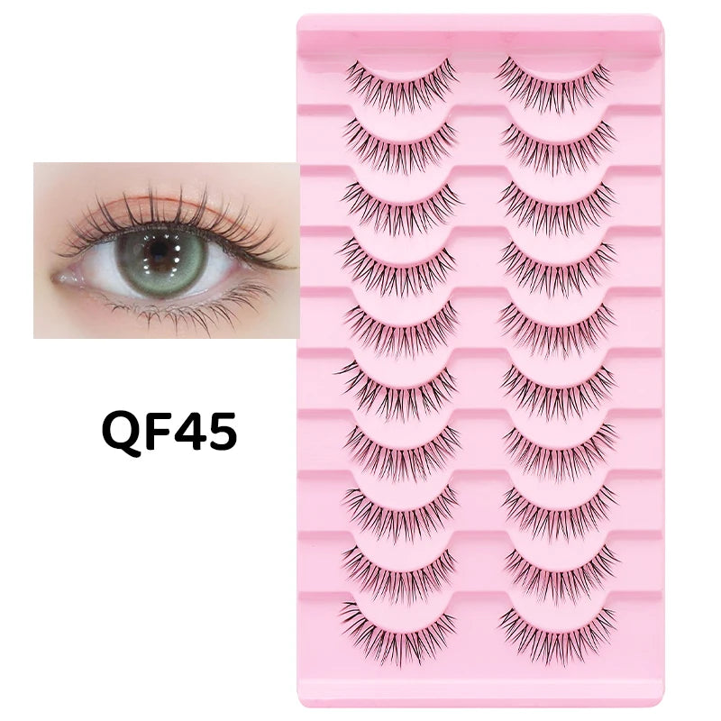 10 paires de cils naturels – Cils manga en bande complète, maquillage – Vente en gros, dropshipping, extensions de cils, faux cils style anime