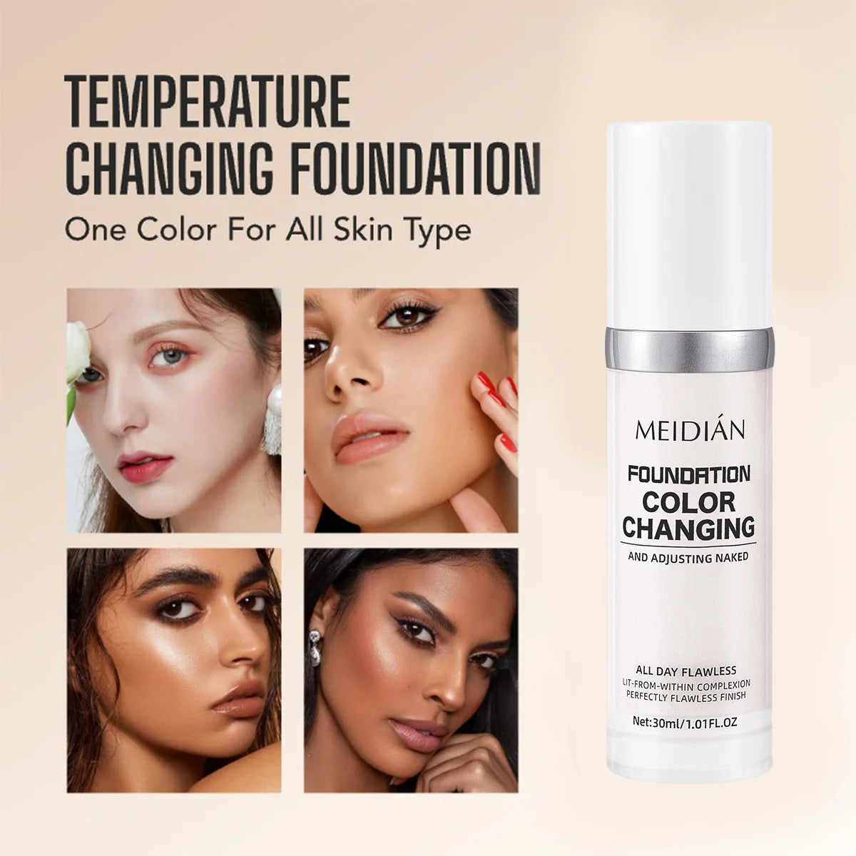 Fond de teint magique liquide changeant de couleur mat doux longue tenue hydratant base maquillage vente en gros