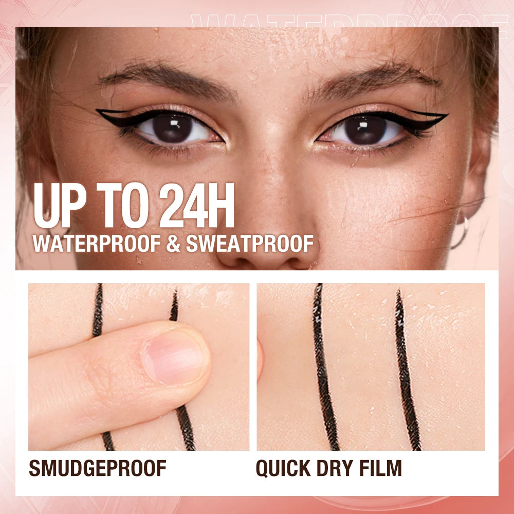 O.TWO.O crayon Eyeliner liquide Eye Liner imperméable résistant aux taches séchage rapide 12 heures porter Eyeliner noir Ultra fin pour flèches