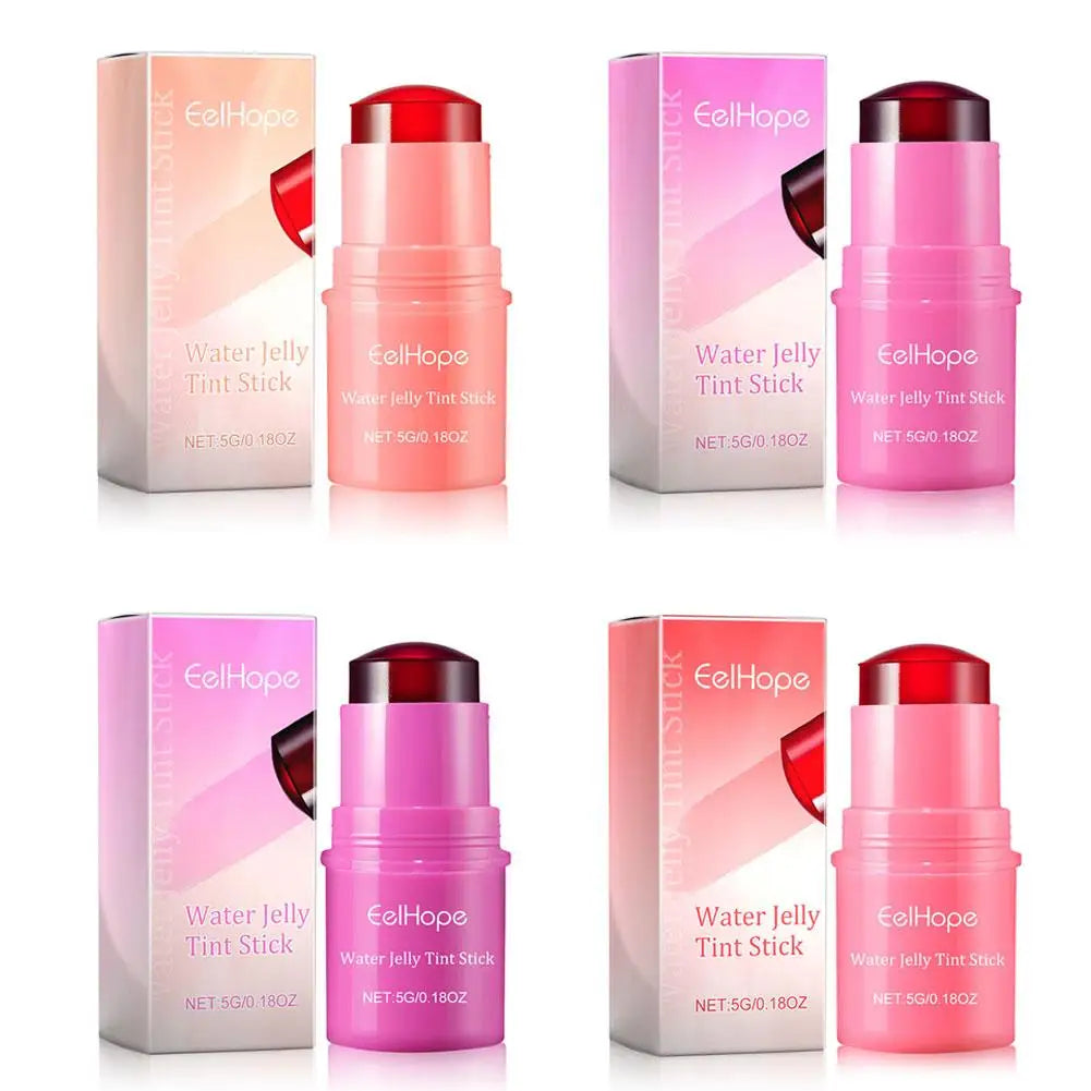 Blush stick 3 en 1 – Teinte hydratante pour joues et lèvres, crème éclatante pour yeux, joues et lèvres – Texture jelly aqueuse, finition matte, contouring maquillage