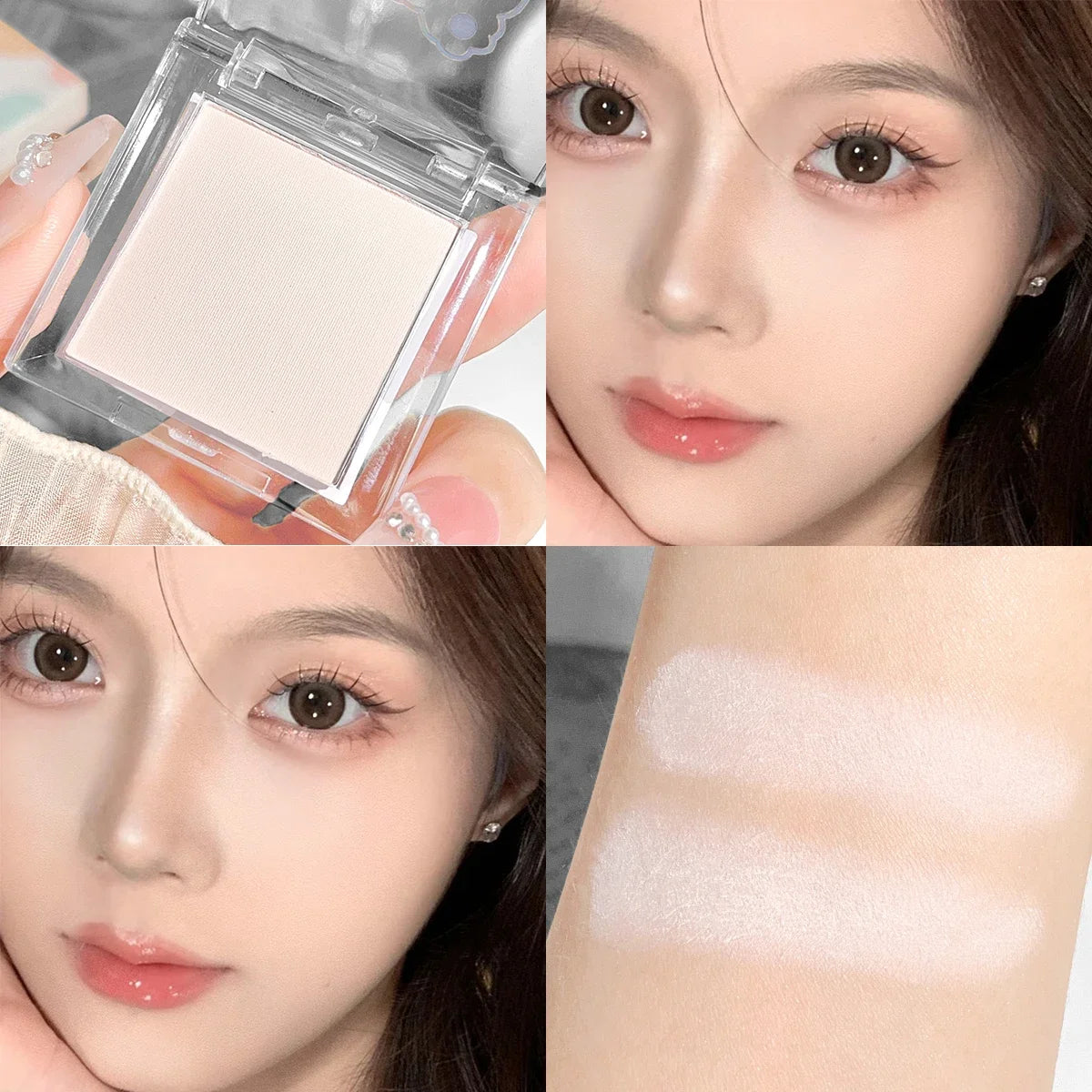 Palette de fards à paupières monochromes mats, poudre illuminatrice lumière naturelle pour un contour des yeux délicat et lumineux