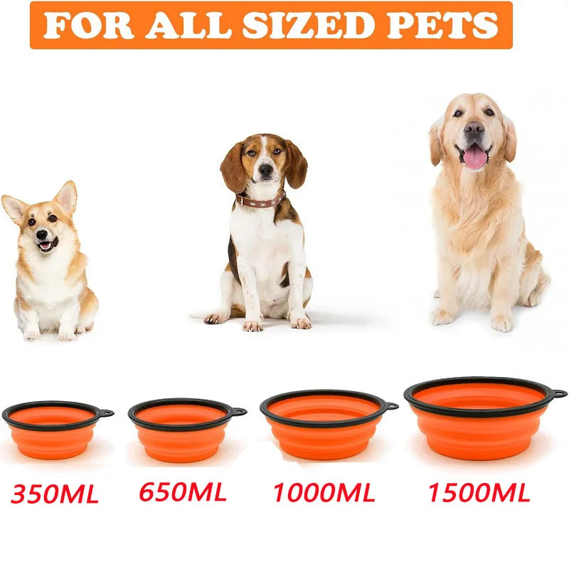 2-in-1 Portable Pet Travel Bowl – Foldable Silicone Food & Water Feeder