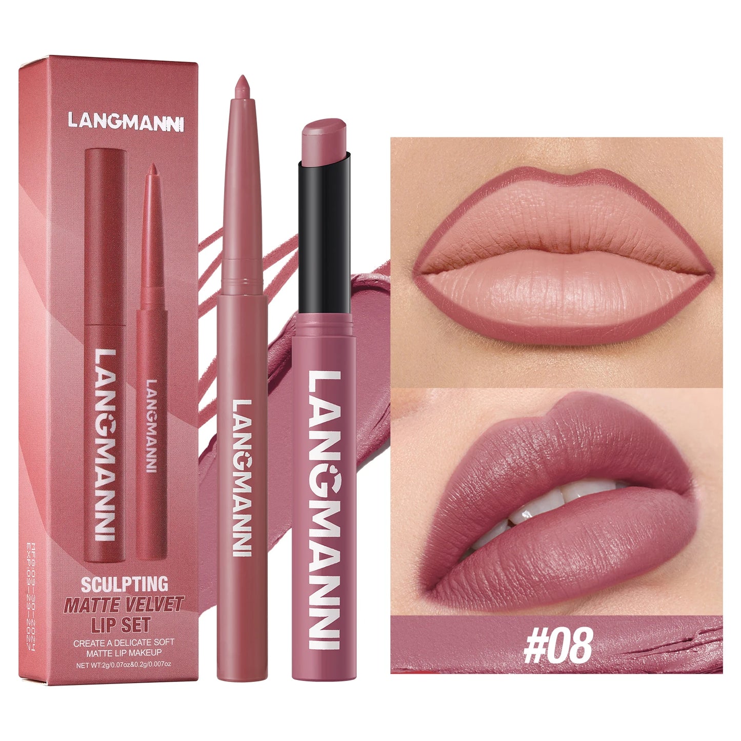 Set intégré rouge à lèvres + crayon contour waterproof – Tenue durable, sans bavure et sans transfert | Couleur longue durée | Facile à appliquer pour un maquillage lèvres parfait