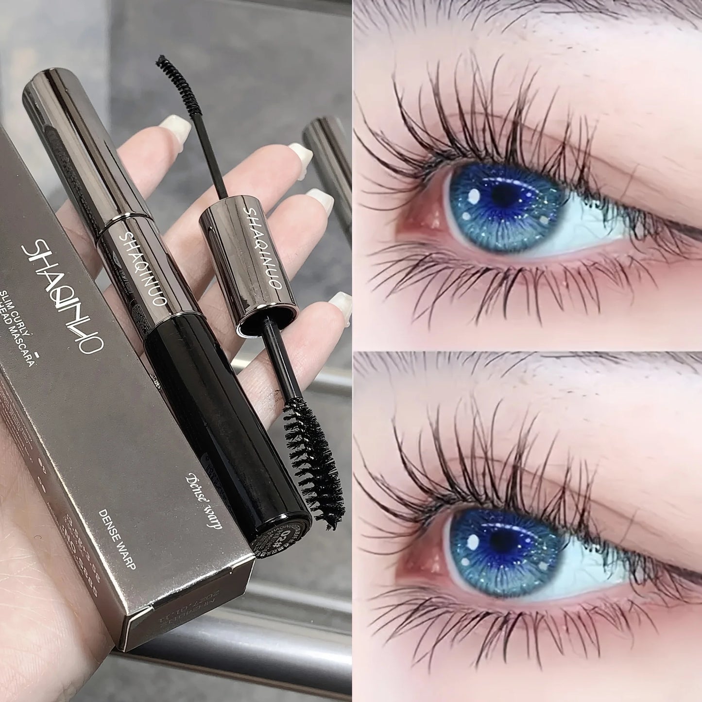 Mascara double embout allongeant et recourbant volume grands yeux waterproof anti-bavure résistant à la transpiration