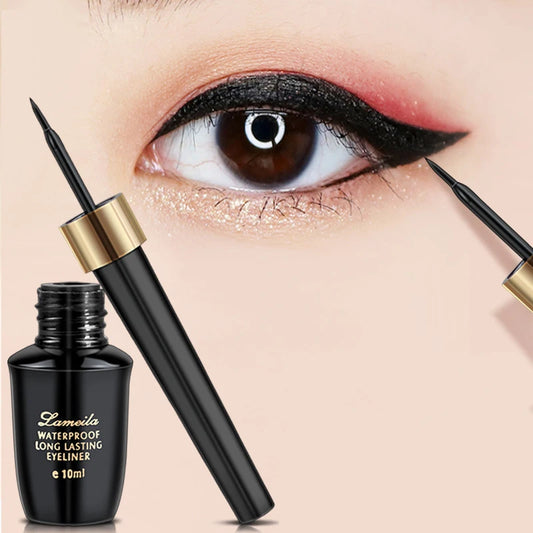 Eyeliner Liquide Noir Ultra-Fin — pointe petite brosse, waterproof, longue tenue, crayon pour yeux, maquillage durable
