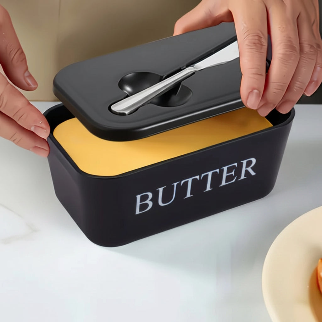 Butter Dish with Lid & Knife – Sealed Butter Storage Container
