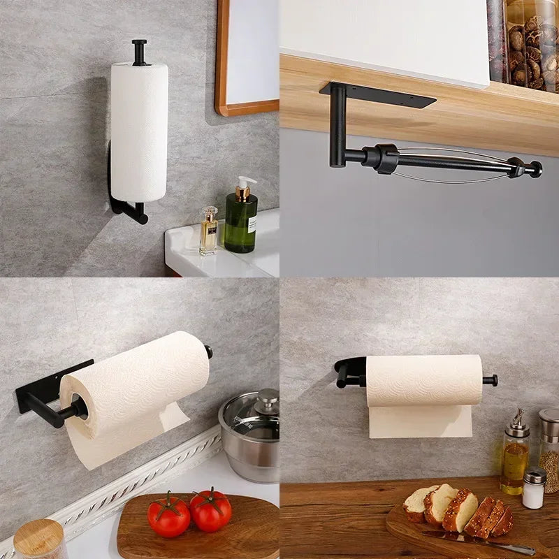 Stainless Steel Paper Towel Holder – Adhesive Wall Mount Kitchen & Bathroom Organizer