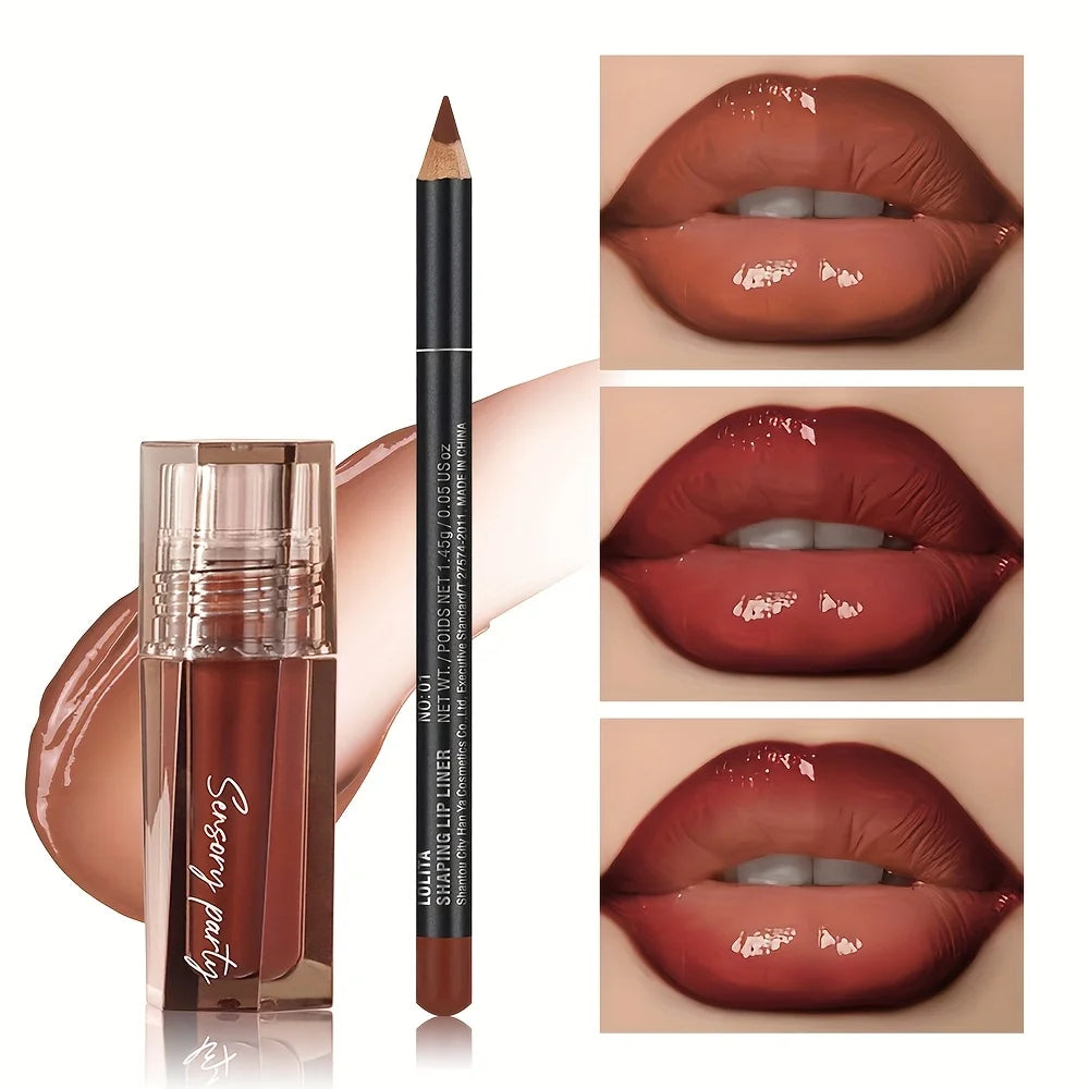 Set Lip Gloss & Crayon Lèvres – Hydratation et Précision 3D