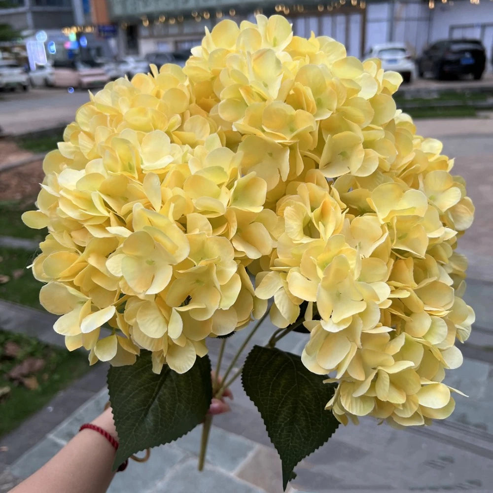 5-Head Artificial Hydrangea Flowers – Large Silk Floral Bouquet for Décor