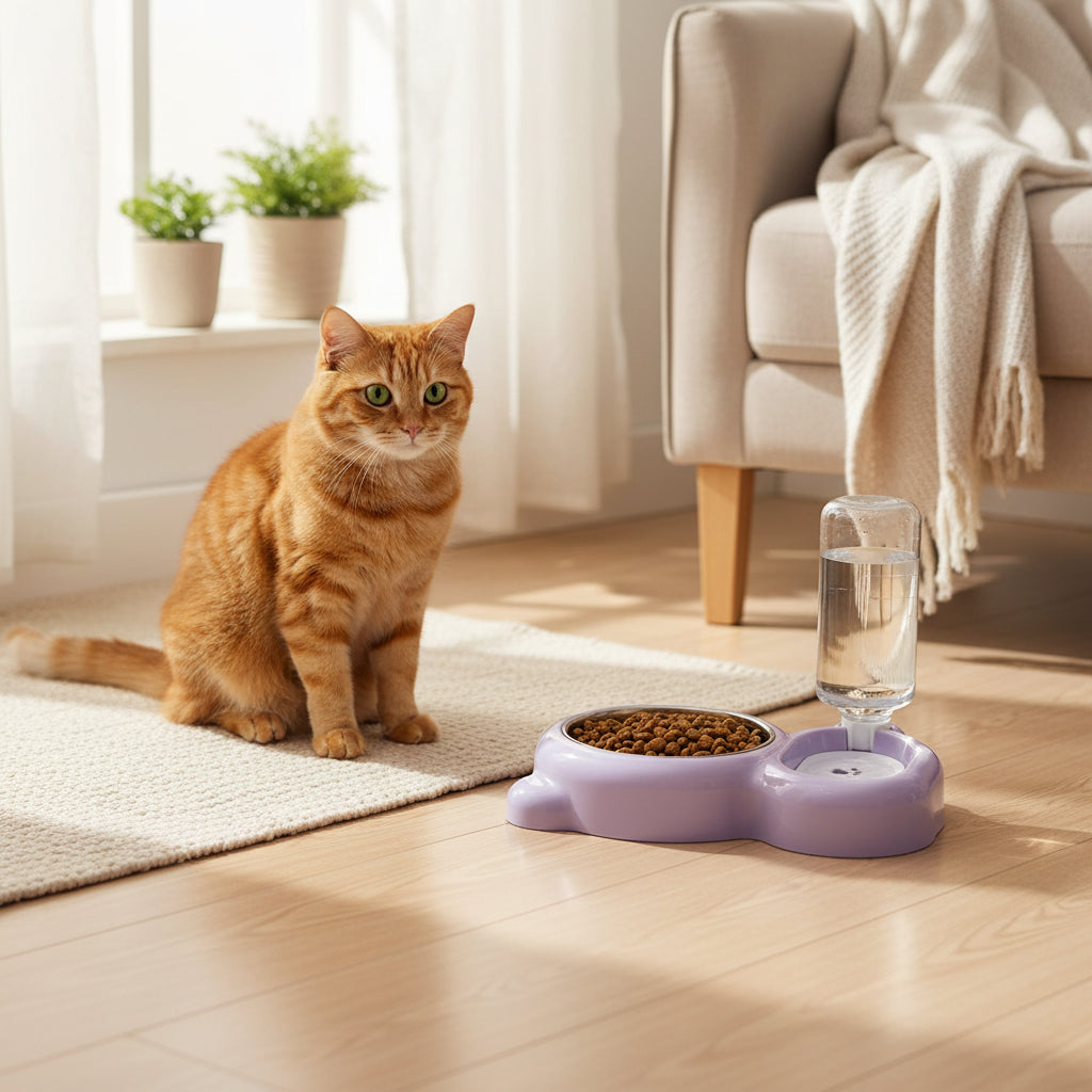 Automatic Pet Feeding & Water Bowl Set – Food Bowl with Water Dispenser