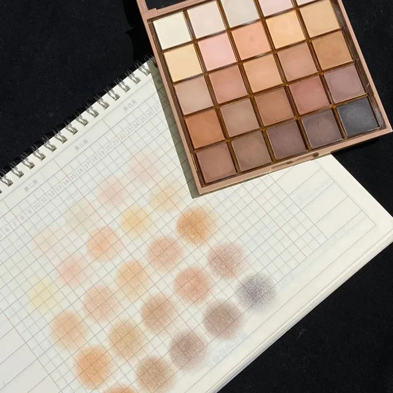 Palette fards à paupières 25 couleurs, mats, tons bruns et nude, haute pigmentation, longue tenue, maquillage quotidien femmes