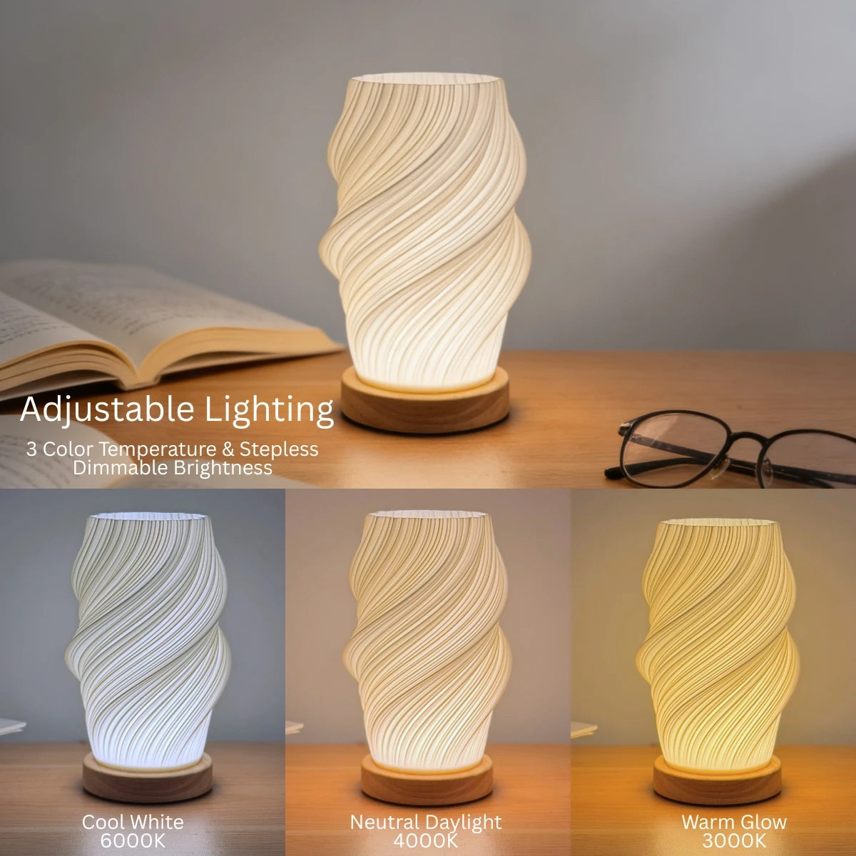 Nordic LED Desk Lamp – 3 Color Dimmable Reading Light for Bedroom & Office