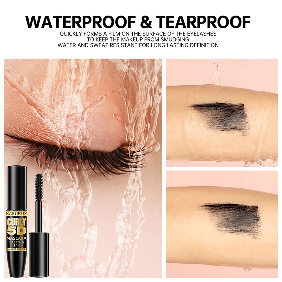 Mascara noir 5D waterproof – Allonge et épaissit les cils avec fibres de soie | Effet extension pour un regard intense | Maquillage pour femmes | Idéal comme cadeau beauté