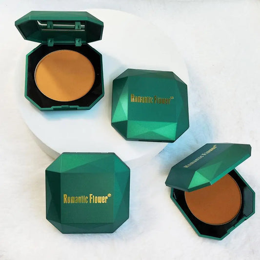 Poudre Pressée Foncée 4 Couleurs – Pour Peaux Sombres, Finition Mate, Tenue Longue Durée, Waterproof, Blush et Maquillage de Marque