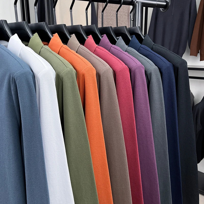 100% pur coton automne et hiver hommes mode sport marque brodé poney à manches longues POLO affaires t-shirt style décontracté