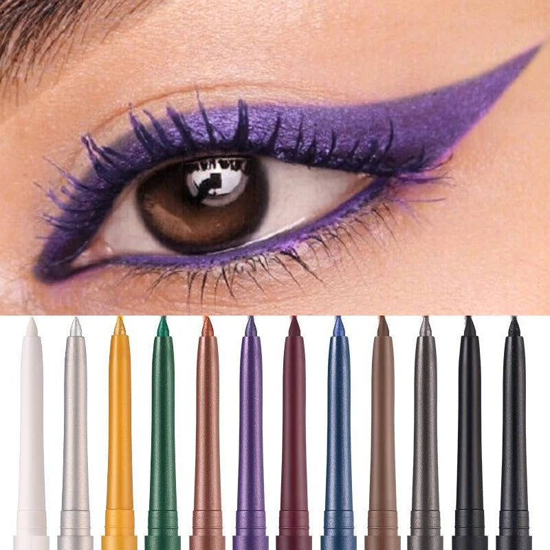 Crayon Eyeliner Gel Mat Pailleté — bleu et violet, lisse, waterproof, séchage rapide, longue tenue, maquillage des yeux