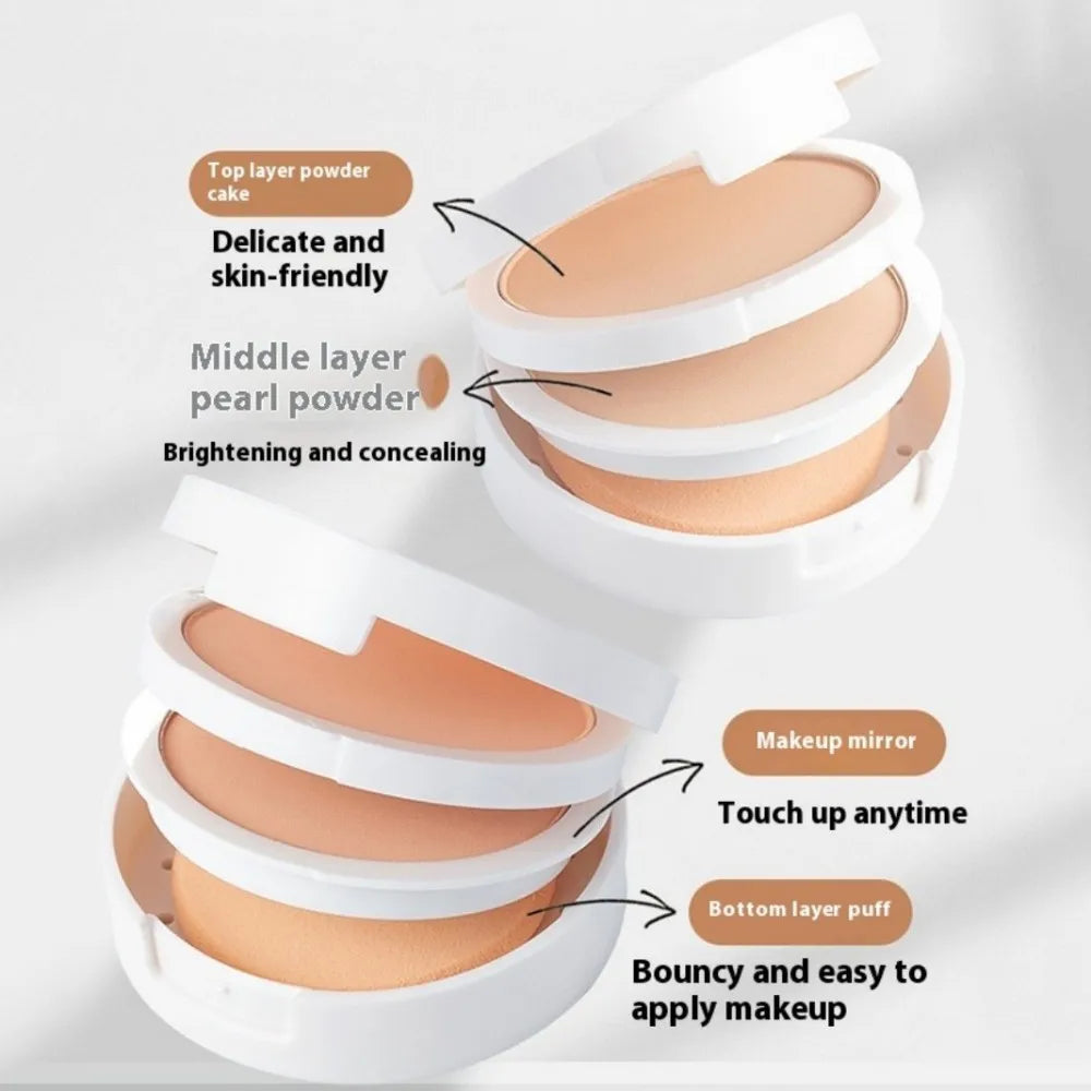 Poudre compacte Two-Way avec houppette, finition mate, contrôle de l’huile, maquillage léger, poudre pressée pour le visage