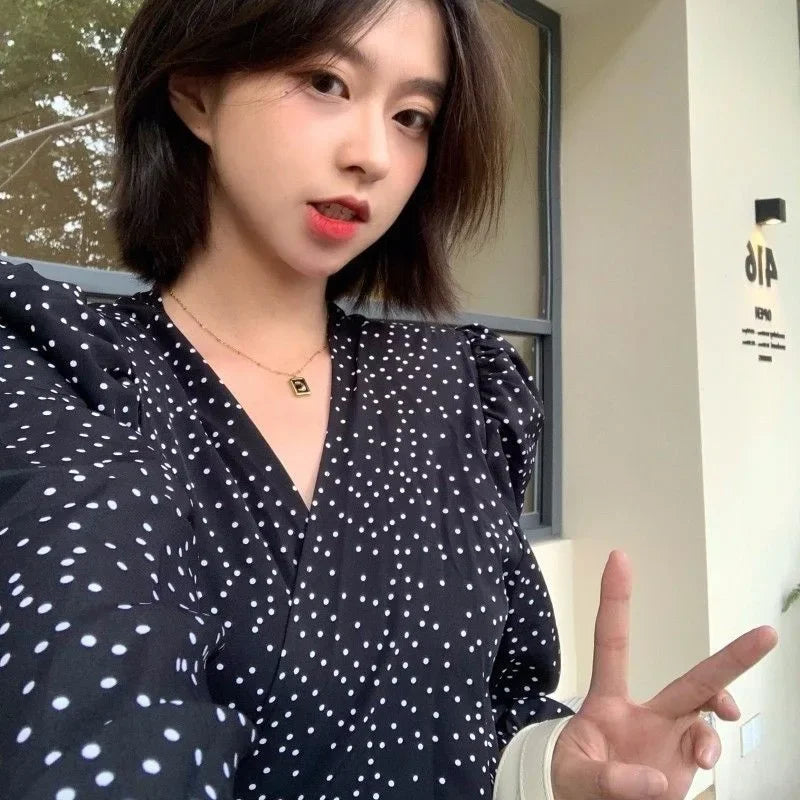 Robe Mi‑Longue Femme/Junior – Pois et Fleurs