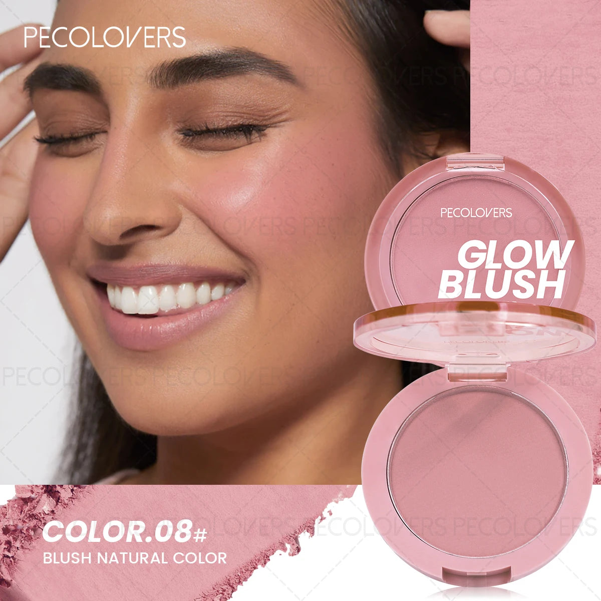 Palette de Blush 1 pièce — Résistante à l’Eau, Teinte Rose, Facile à Appliquer, Effet Maquillage 3D Naturel, Fini Mat, Nuances de Rouge