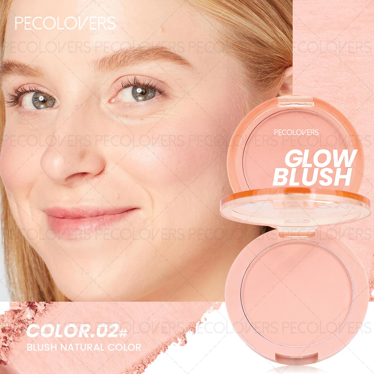 Palette de Blush 1 pièce — Résistante à l’Eau, Teinte Rose, Facile à Appliquer, Effet Maquillage 3D Naturel, Fini Mat, Nuances de Rouge