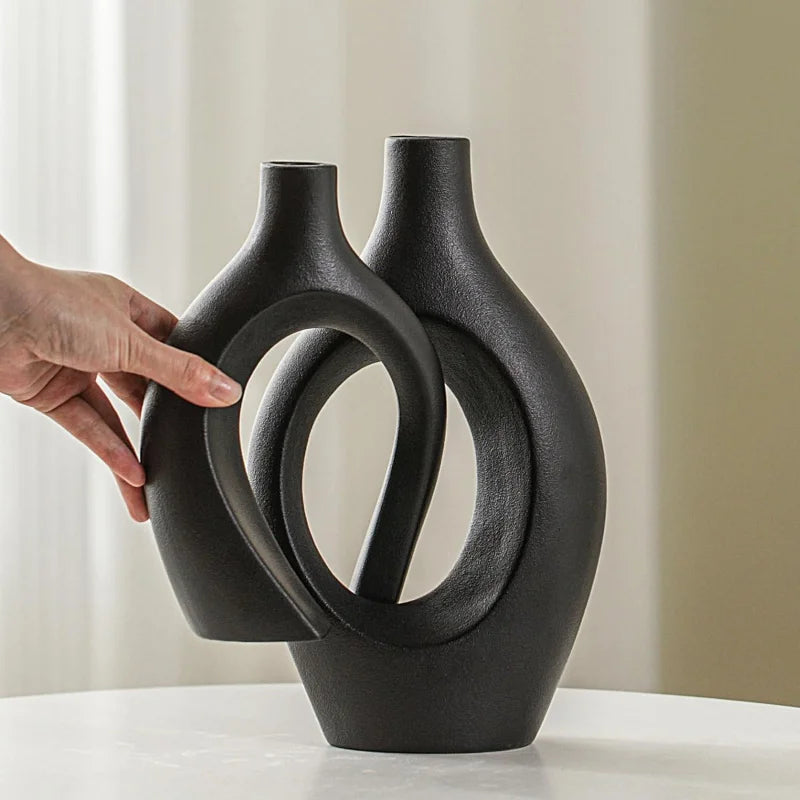Modern Hollow Vase Set (2 Pieces) – Scandinavian Decorative Flower Vases for Home Decor