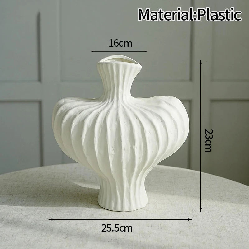 Modern White Decorative Vase – Minimalist Flower Vase for Home & Table Decor