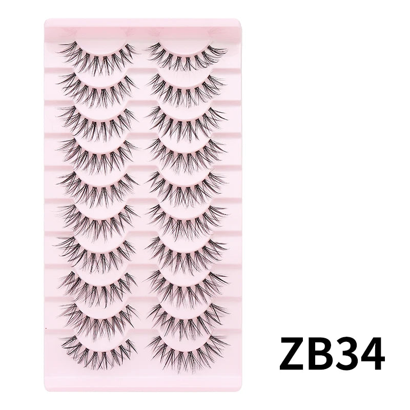 10 paires de cils naturels – Cils manga en bande complète, maquillage – Vente en gros, dropshipping, extensions de cils, faux cils style anime