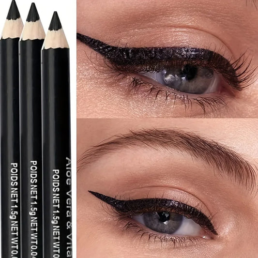 Set 3/5 Pièces Crayons Yeux – Eyeliner et Sourcils Noir et Marron, Waterproof, Longue Tenue, Outil Maquillage Beauté