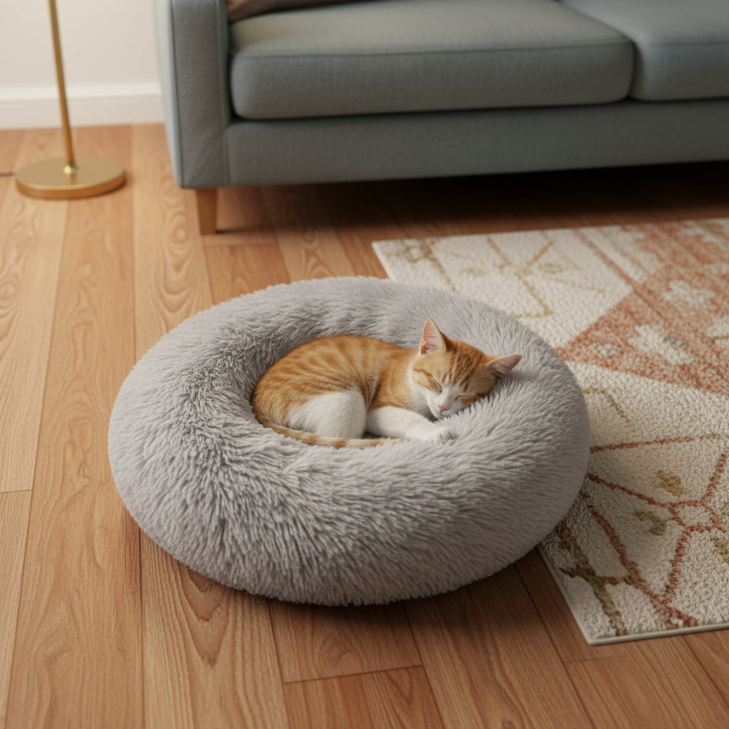 Plush Round Pet Bed – Ultra Soft Warm Dog & Cat Bed
