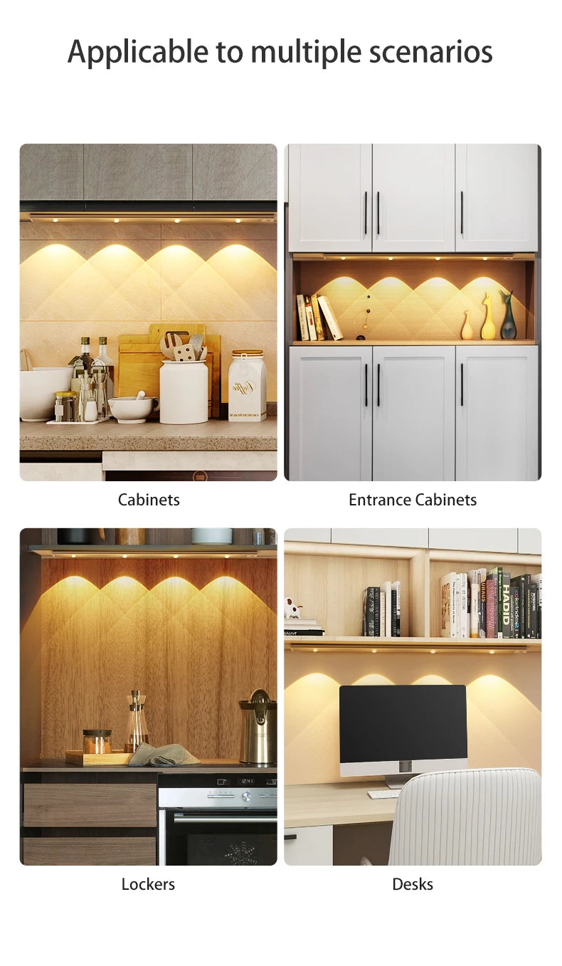 Wireless Motion Sensor LED Light – Ultra-Thin USB Rechargeable Night Light for Cabinets & Closets