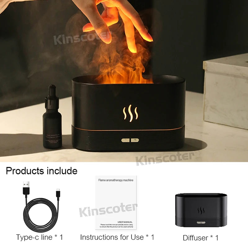 USB Flame Aroma Diffuser – 7 Color LED Humidifier & Essential Oil Aromatherapy Lamp