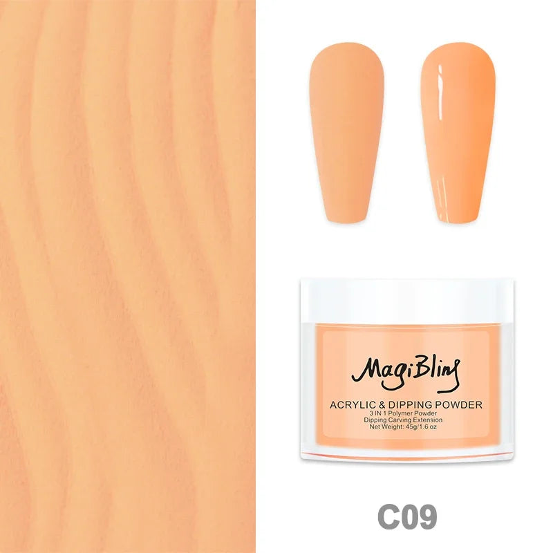 45g Large Acrylic Powder Red Brown Color Nail Extension Tip Engraving 3D Pattern Dust Powder Manicure Professional Nail Supplies