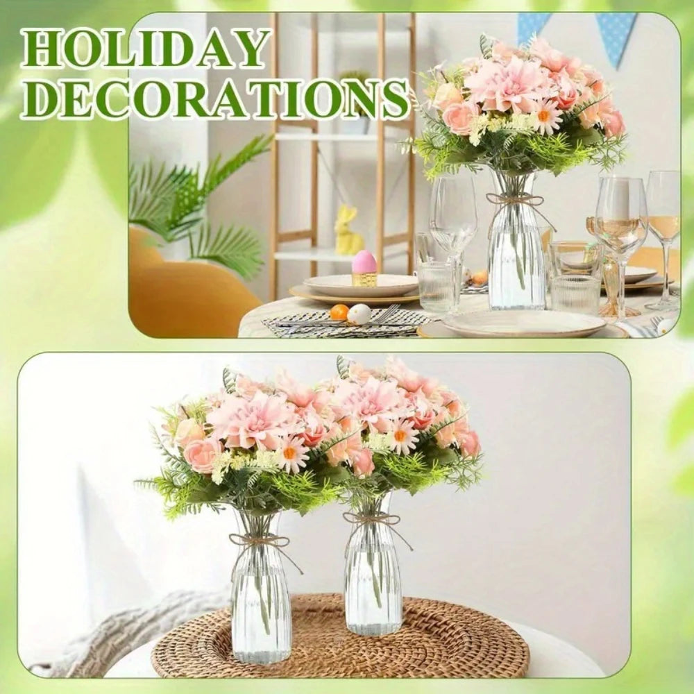 Clear Striped Decorative Vase – Modern Flower Vase for DIY Arrangements & Table Decor