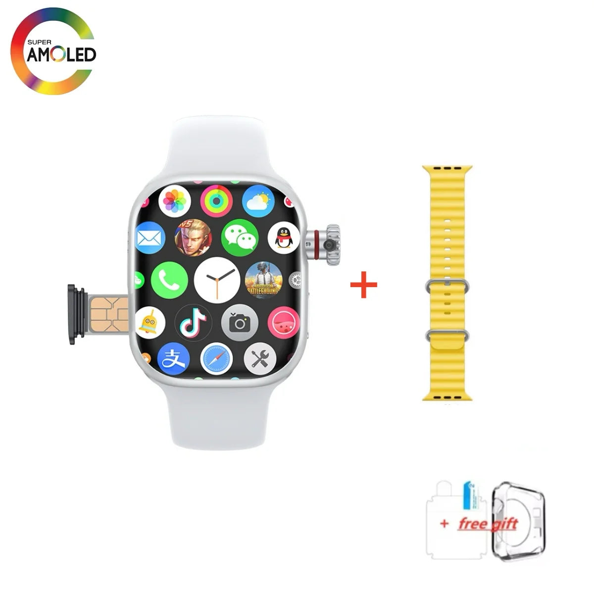 Montre CD99 X 5G smartwatch 2,29 pouces AMOLED 5G LTE montre intelligente avec 180 °   Caméra rotative GPS WiFi emplacement pour carte SIM surveillance de la santé