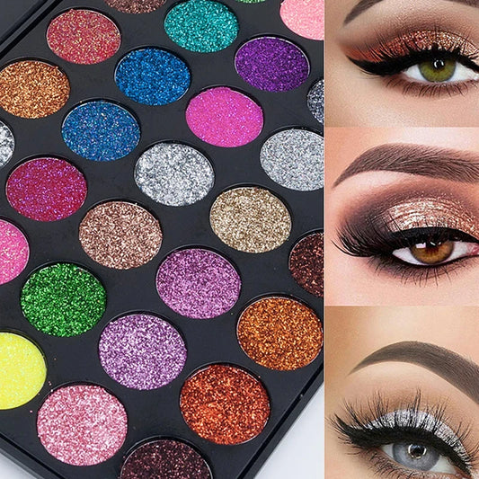 Palette fards à paupières 35 couleurs, paillettes et sequins, scintillante, highlight diamant, maquillage yeux femmes, scène et spectacle