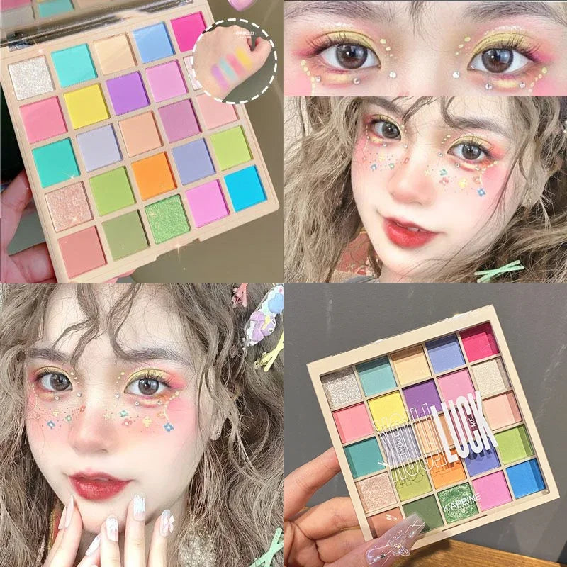 Palette fards à paupières 25 couleurs, mats, tons bruns et nude, haute pigmentation, longue tenue, maquillage quotidien femmes