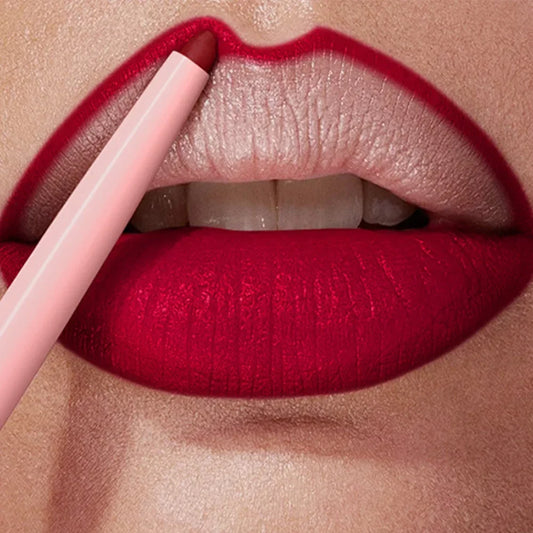 Set 12 Couleurs Crayons à Lèvres Mat Velours – Waterproof, Lisses, Faciles à Appliquer, Teintes Nude et Marron, Contour des Lèvres, Longue Tenue, Naturel