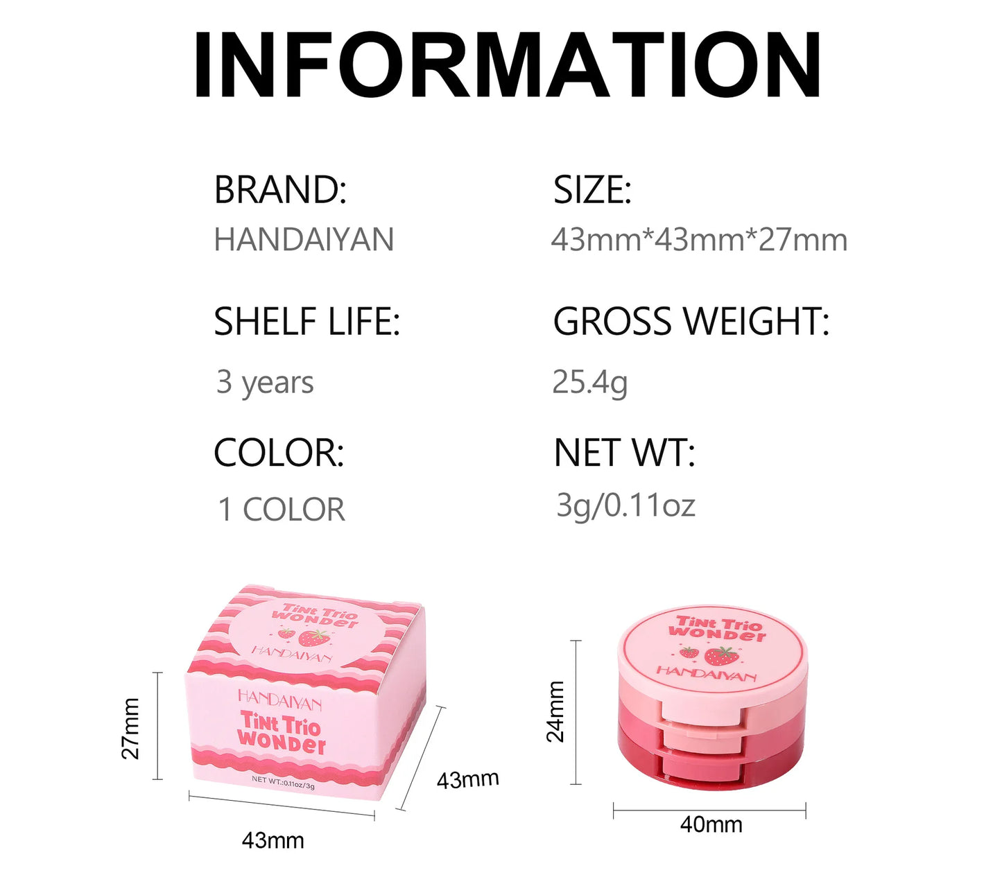 Blush Stick Teinté — Crème Rose pour Visage et Joues, Cosmétiques 3 en 1, Utilisable sur Lèvres, Yeux et Joues