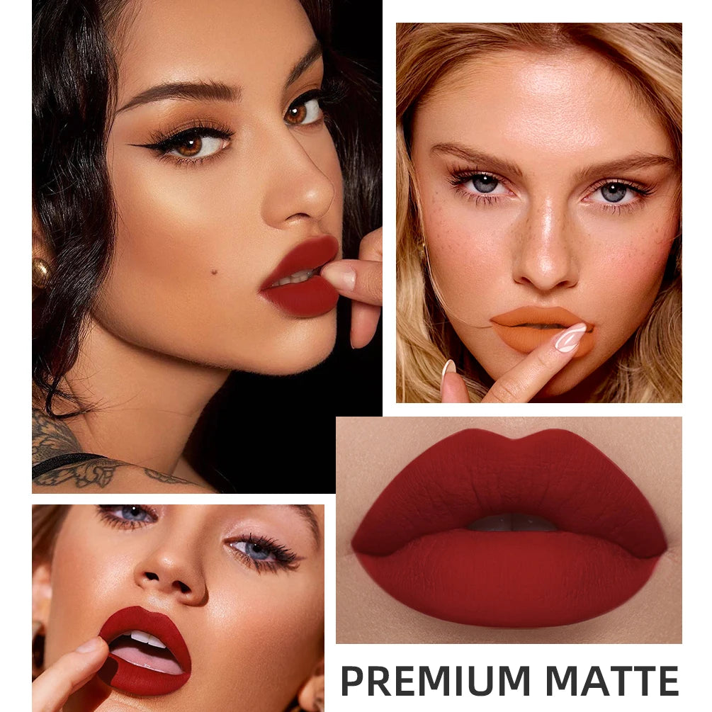 Rouge à lèvres liquide mat – Finition velours nude et rouge sexy | Waterproof et longue tenue | Non collant, teinte durable | 24 couleurs tendance pour maquillage lèvres