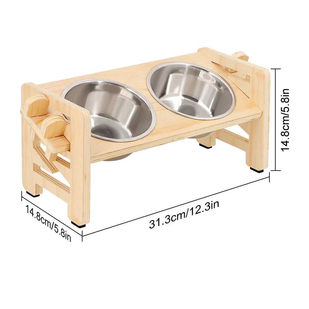 Elevated Adjustable Pet Feeder – Tilted Double Stainless Steel Bowls
