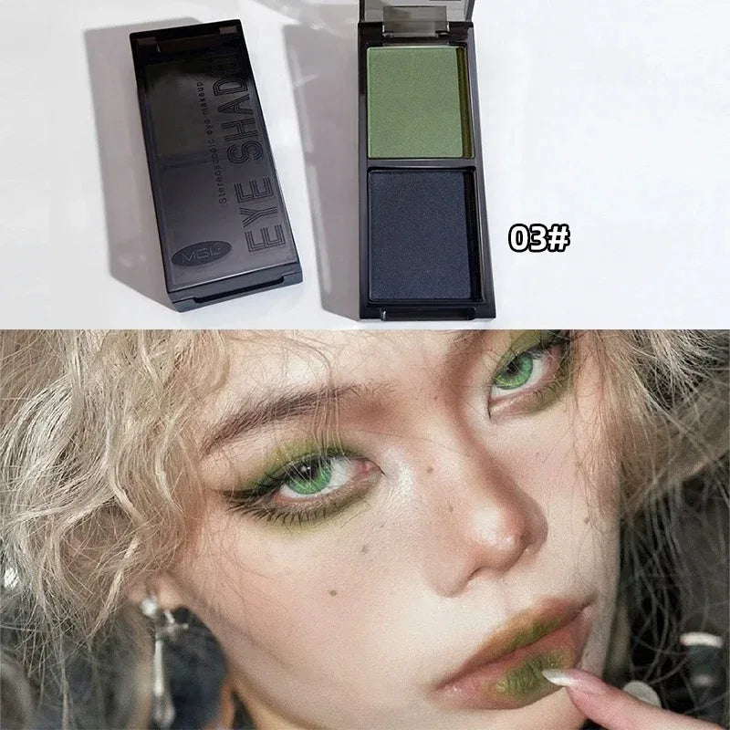 Palette fards à paupières 2 couleurs rouge et noir, mats et scintillants, waterproof, smoky punk, Halloween, pigments pailletés yeux